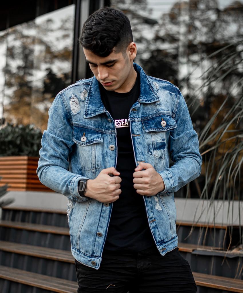 jaqueta jeans estonada